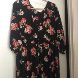 Floral floor length button dress